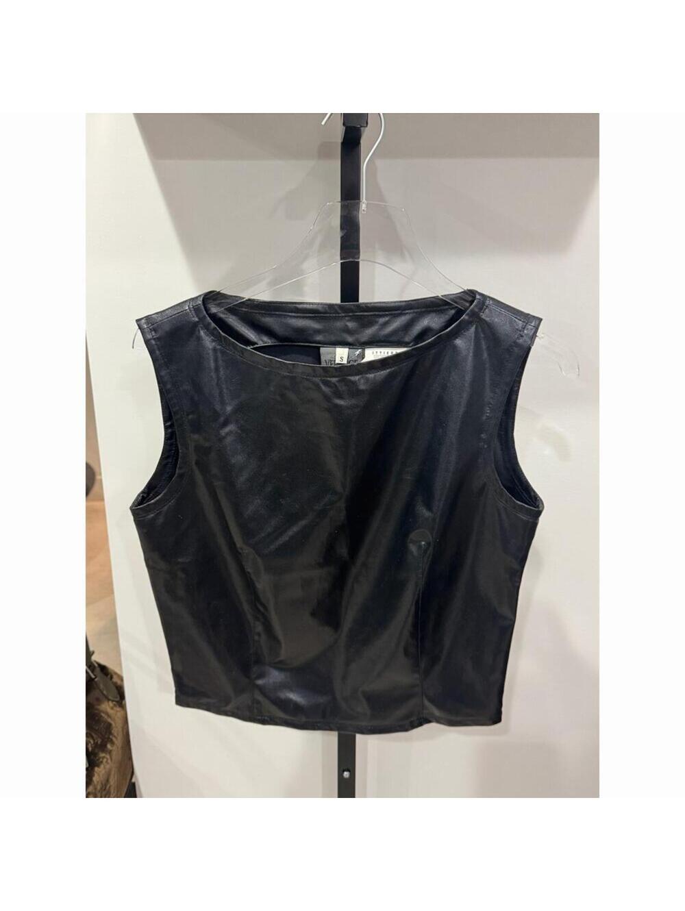 VERSACE JEANS COUTURE - Faux Leather Top, Size S